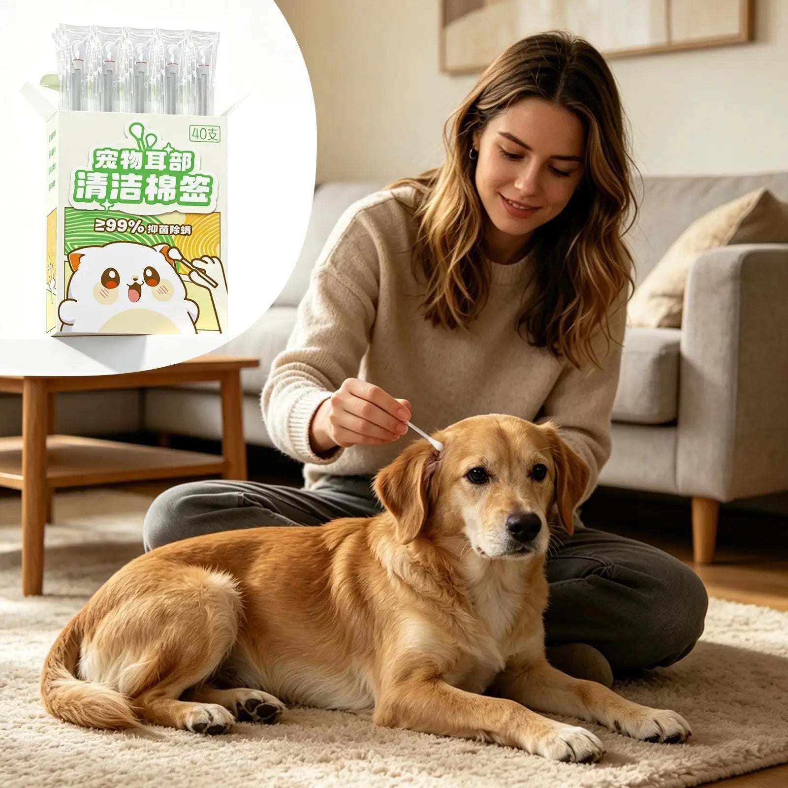 Dog Ear Cleaning Swabs Pet Cleaner Tool Plant Extracts Daily Wax Dirt Qme
