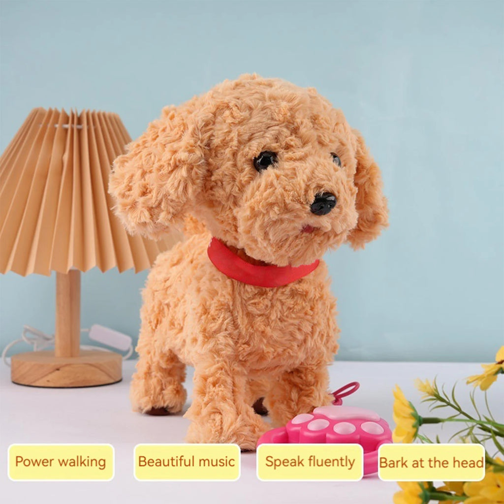 Interactive Robot Puppy Dog Toy Realistic AI Pet Electronic Soft Plush Stuffed Animal Toy for Barking And Walking Kids Gifts Qme