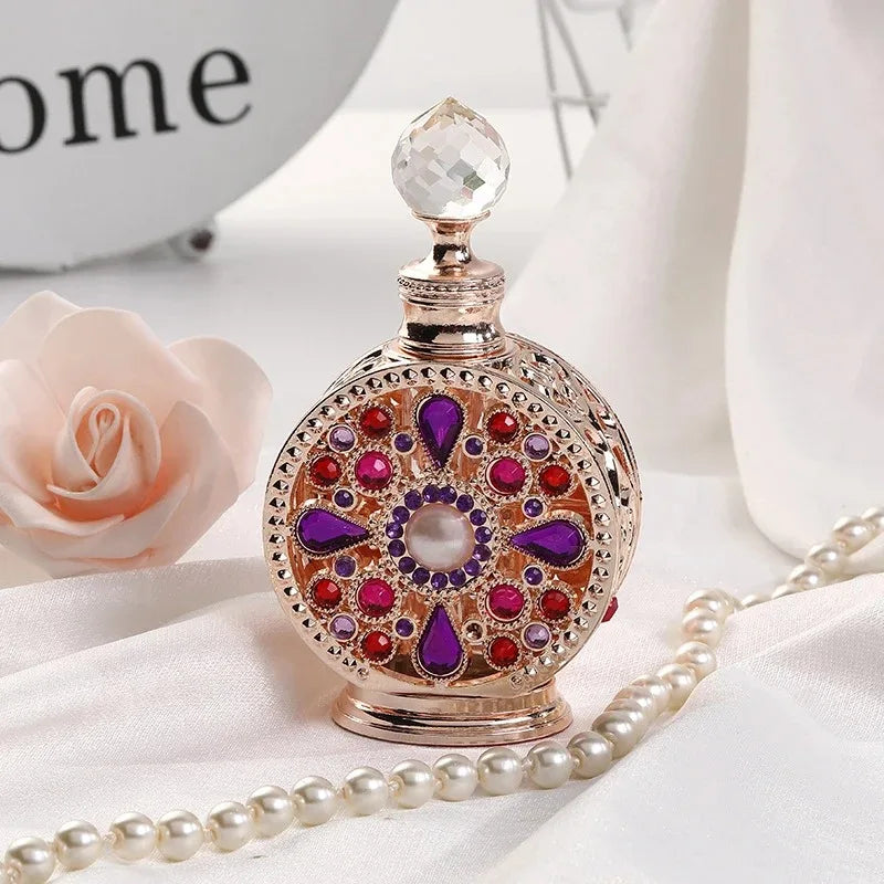 12ML Perfume Bottle Metal Empty Bottle Essential Oil Perfume Dispensing Glass Bottle Luxury Gifts Travel Portable Perfume Bottle Qme Rose Glod 12ml