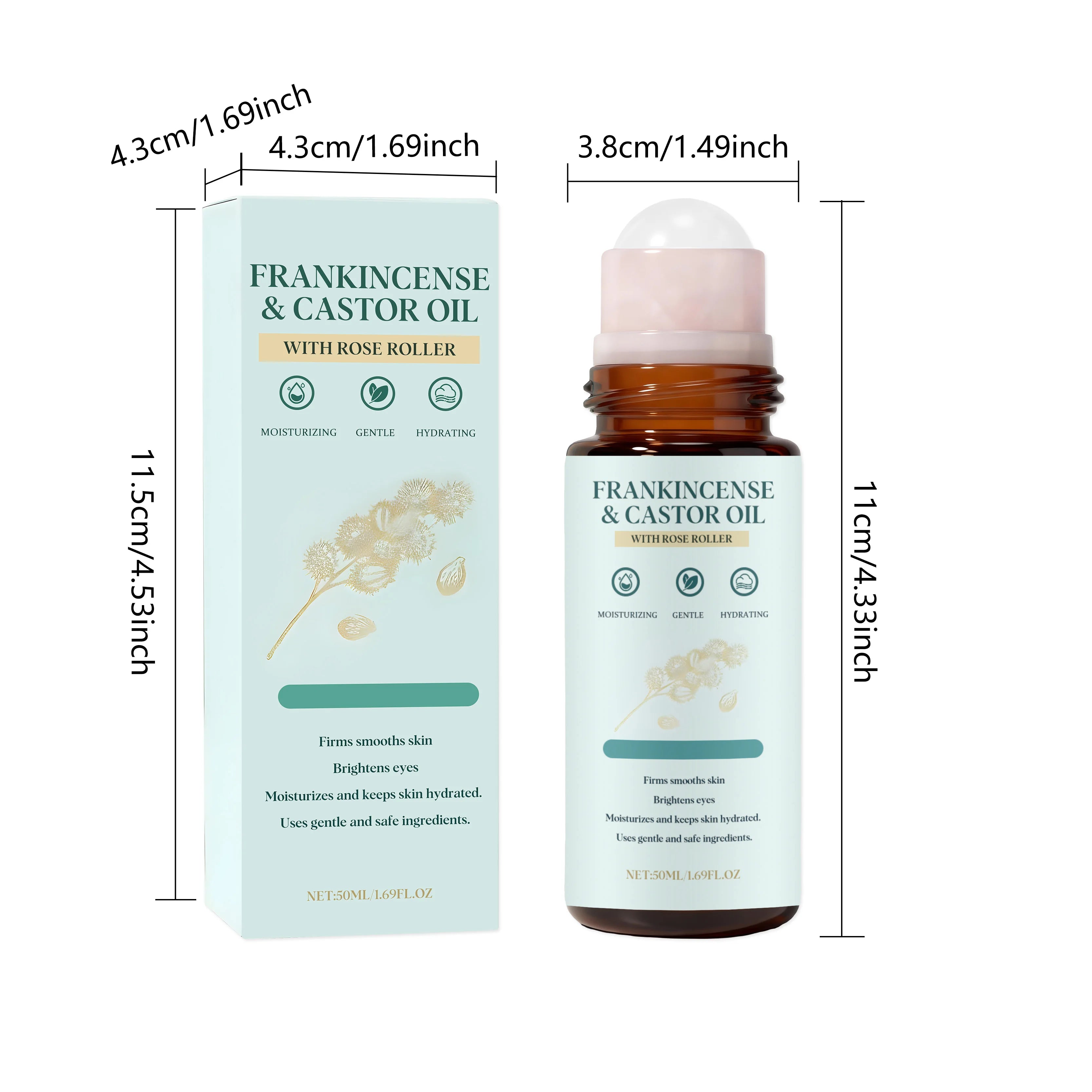 Frankincense Castor Oil Rollerball Soothing & Nourishing Roll-On Oil Improve Dryness Repair Portable Aromatherapy Body Skincare Qme