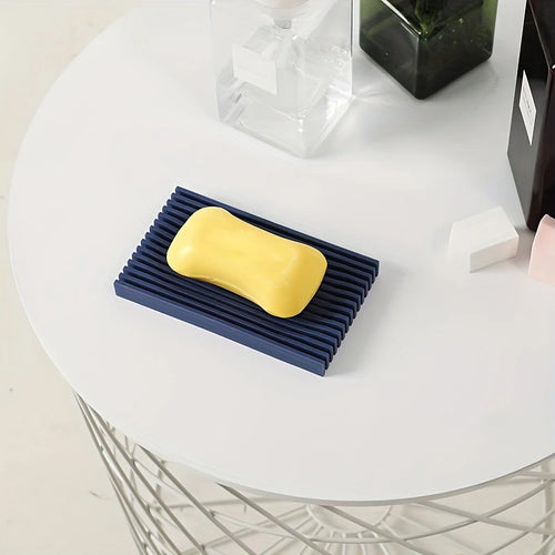 1 bathroom soft rubber drain soap box without punching holes Qme Blue