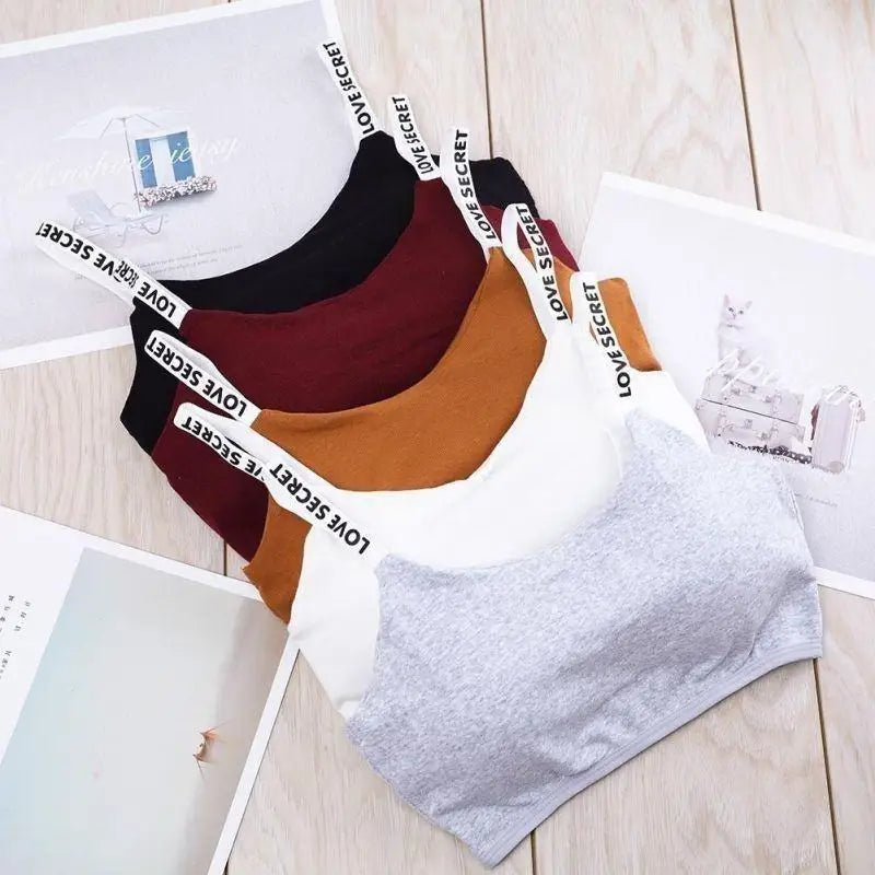 Women's Seamless Tube Bra Letter Strap Anti Exposure Sports Bralette Qme