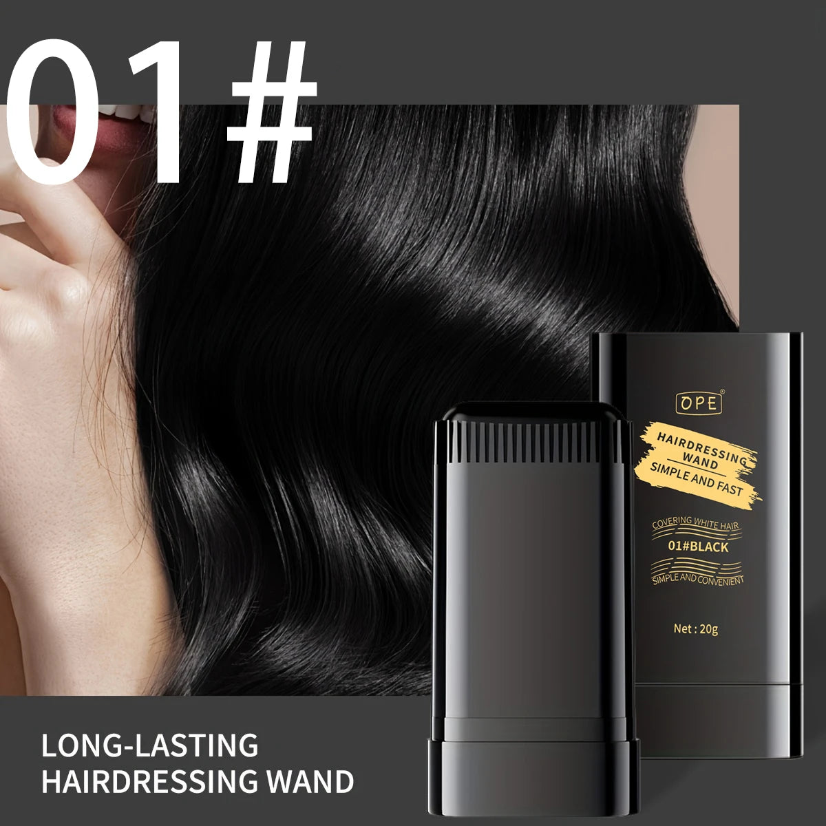 2-in-1 Hair Dye Stick Comb Black Brown Coffee Long-lasting Temporary Qme 01Black