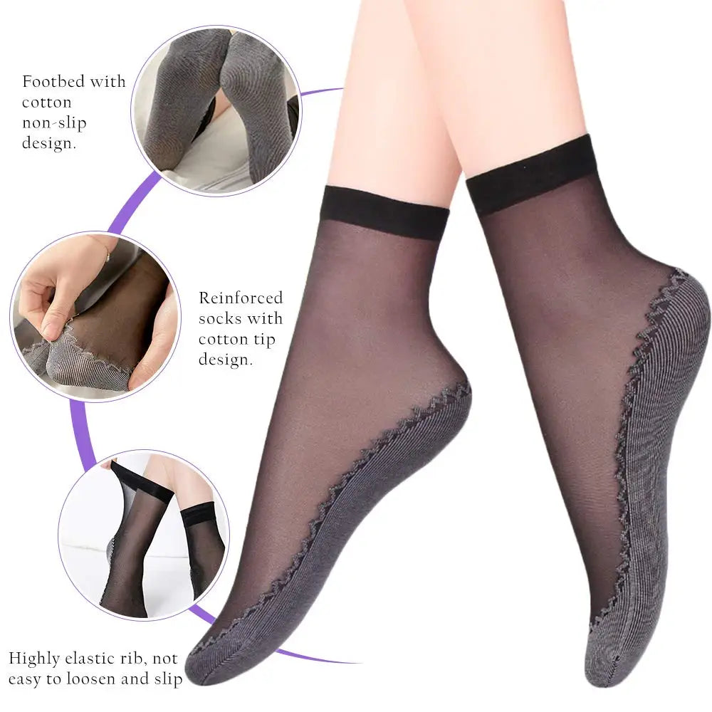 1 10 Pairs Women Socks Soft Woman Summer Ultrathin Breathable Sock Qme