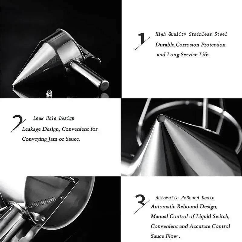 1pcs Stainless Steel Funnel Dispenser with Rack Cupcake Pancake Batter Maker Octopus Fish Ball Home Kitchen Baking Tools Baking Qme