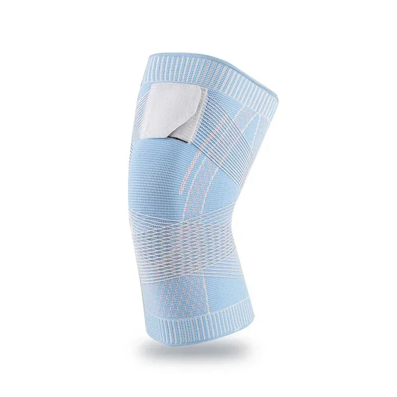Knee Pads Pressurized Elastic Support for Men and Women, Fitness Gear, Basketball and Volleyball Brace Protector Bandage Qme Blue 1 Piece XXXL