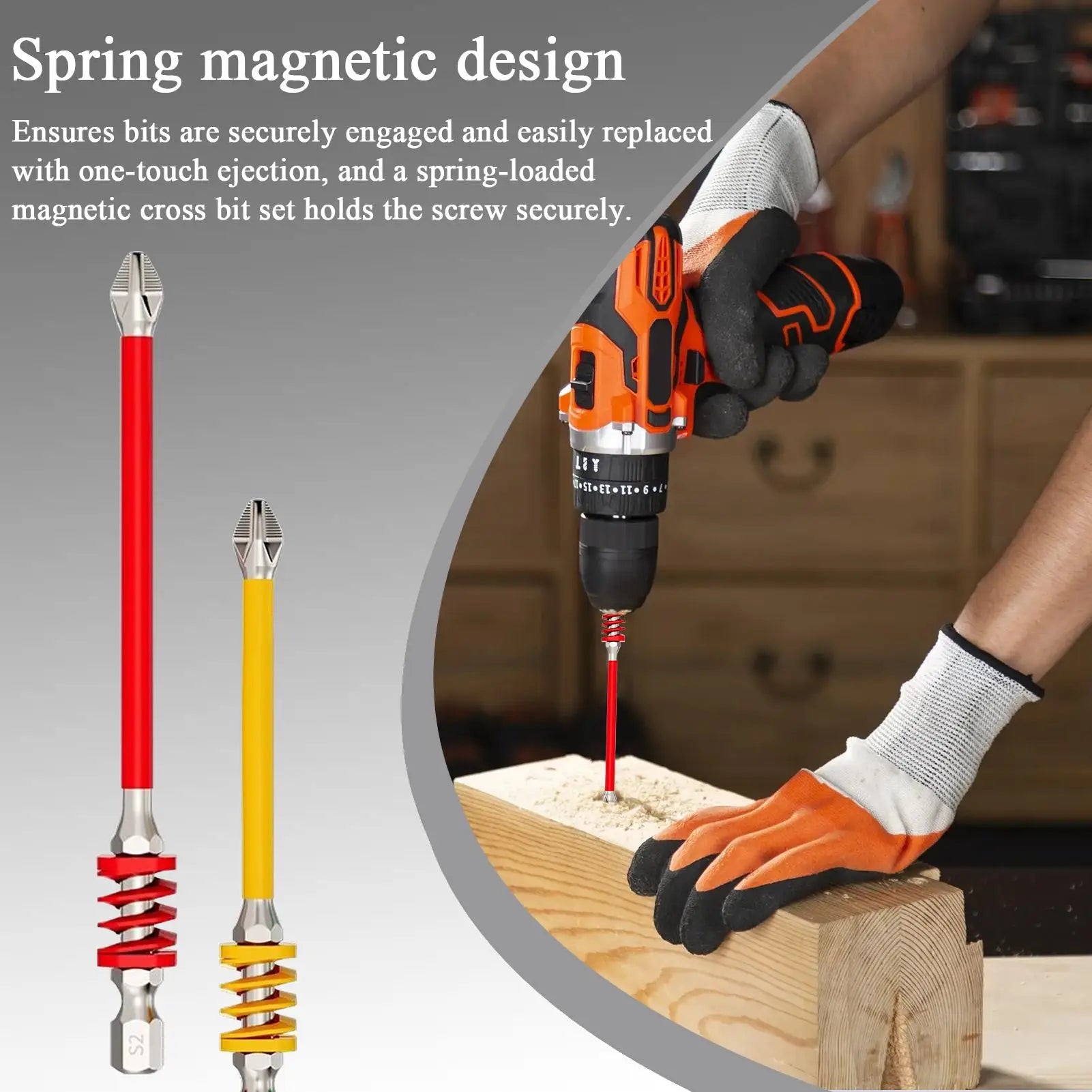 Electric Screwdriver Bits 2 Magnetic Tough Anti-slip Tips Spring Qme