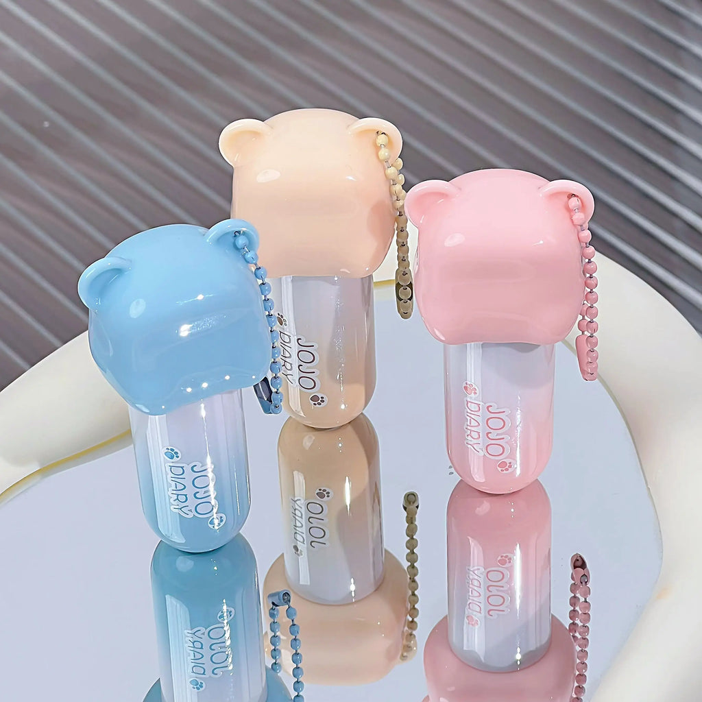 JOJO DAIRY Cute Bear Light-sheer Lip Glaze 6-color Pendant Watery Qme