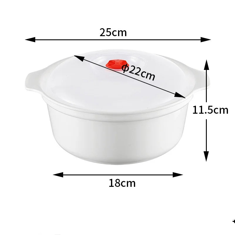 Microwave Heating Bowl Plastic Special Box Heated Fresh-keeping Lid Environmentally Friendly Food-grade Kitchen Tools Qme large