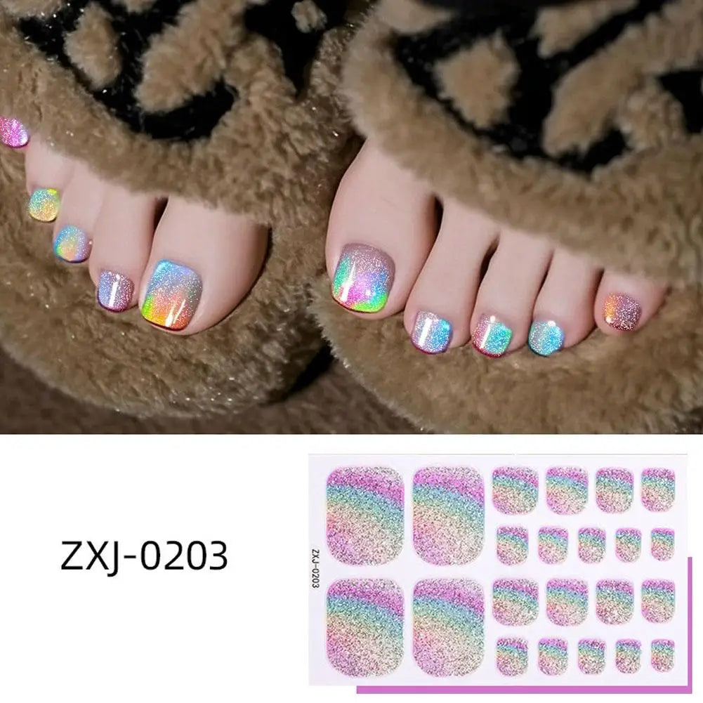 22 Srtips/sheet Toenail Semi Cured Gel Nail Wraps Long Lasting Full Cover Nail Gel Sticker Press on Nails Wraps Manicure Qme F CN