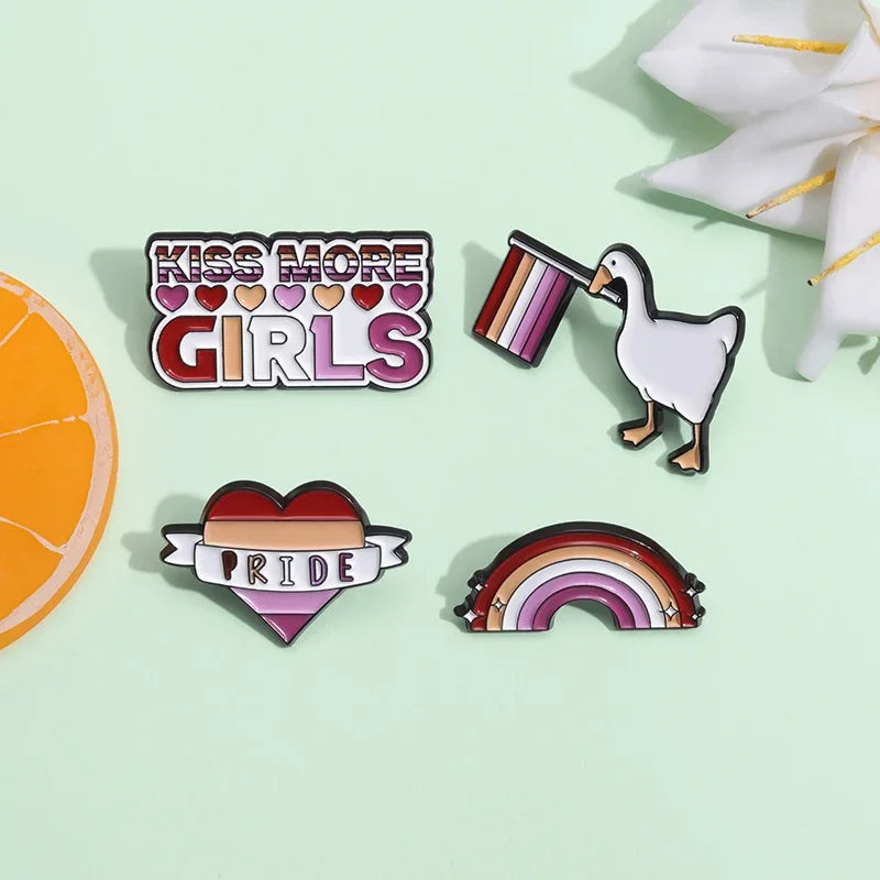 Lesbians Rainbow Series Enamel Pins Girls Like Girls Brooches Lapel Badges Backpack Jewelry Gift for Loves Friends Wholesale Qme