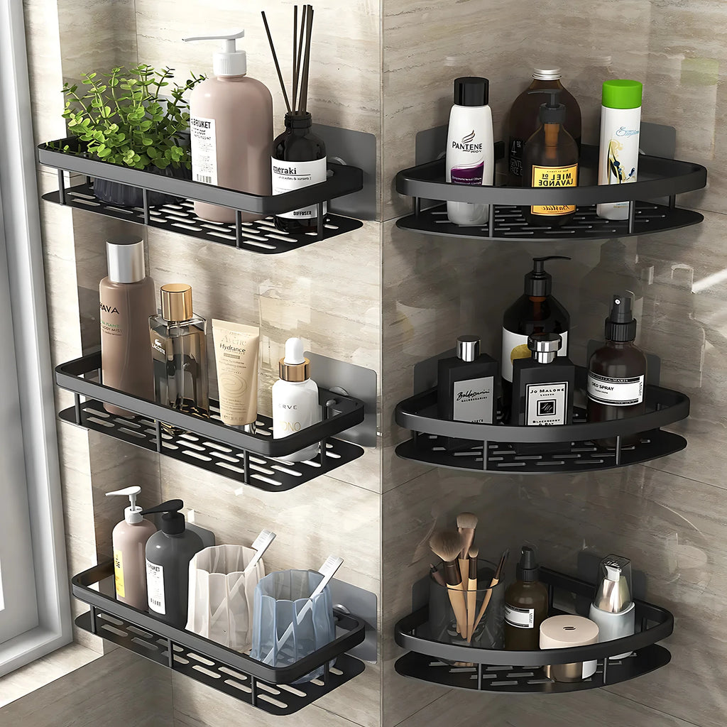 Wall Hanging Corner Rectangular Rack Bathroom Shelf Towel Rack Shelves Wall Shower Shampoo Rack No Drill Shelf Tripod Qme