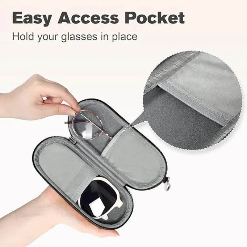 Double Eyeglasses Case Dual Glasses Sunglasses Organizer Zipper Qme