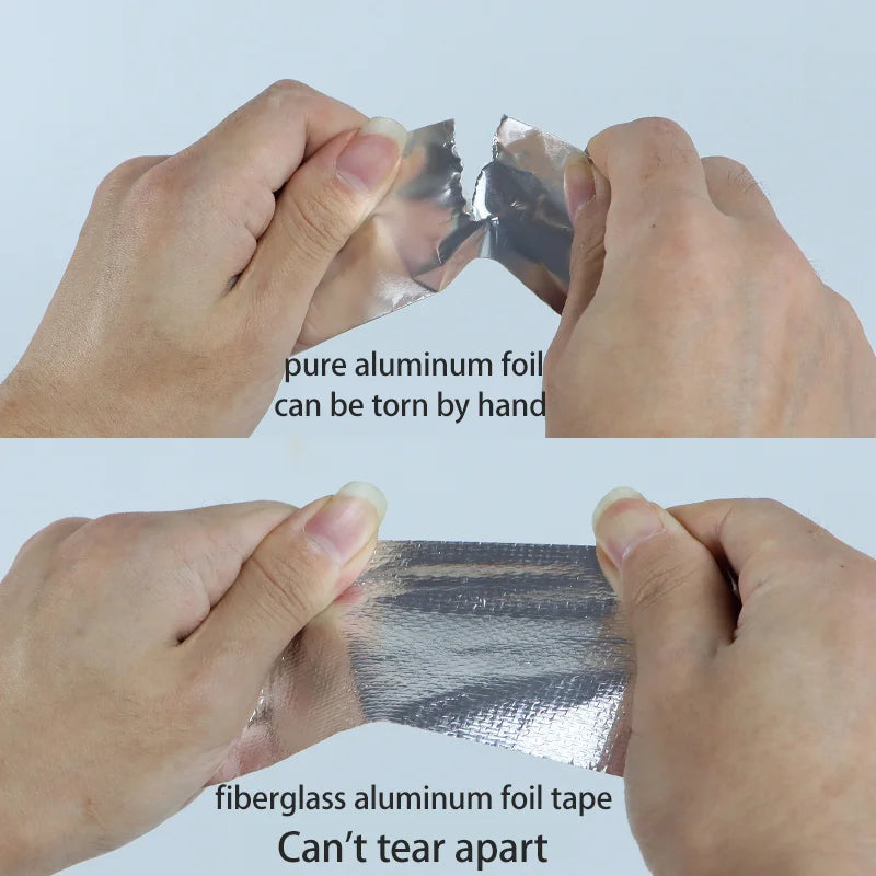1Roll Thickened Fiberglass Cloth Aluminum Foil Tape High Temperature Resistant Waterproof Sun Protection Cina Hood Flame Retar Qme