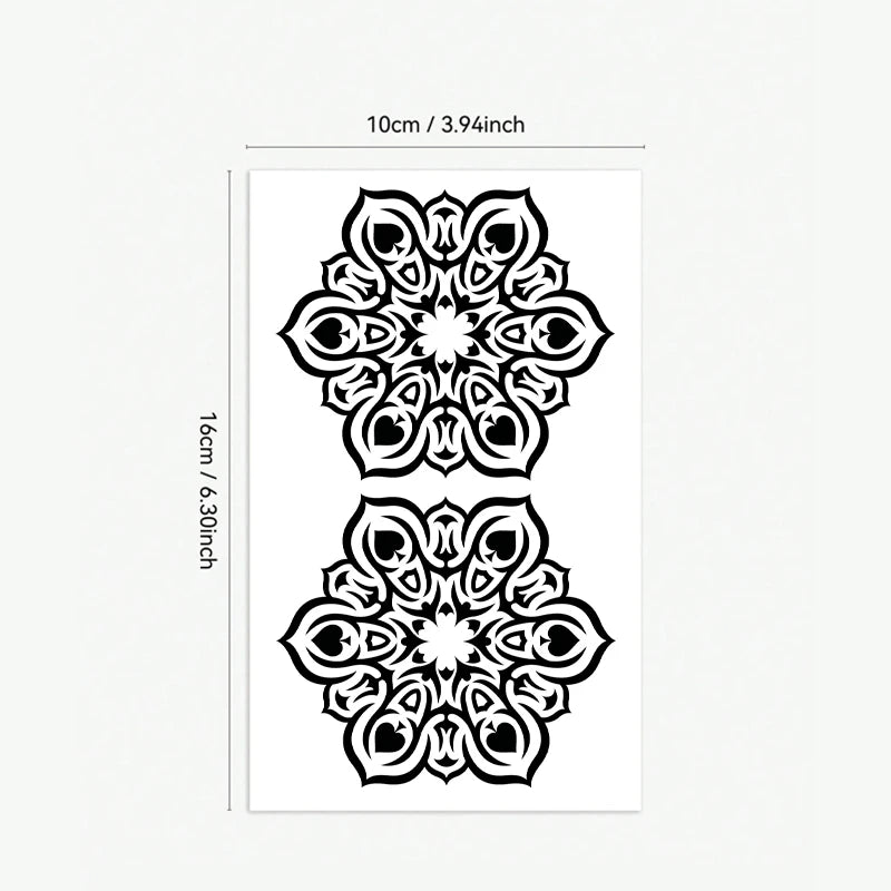 1-Pack Black-Tulip Symmetrical Temporary Tattoo Sexy Floral Bohemian Holiday Style Suitable for Fashionable Individuals Neck Cov Qme RT-17