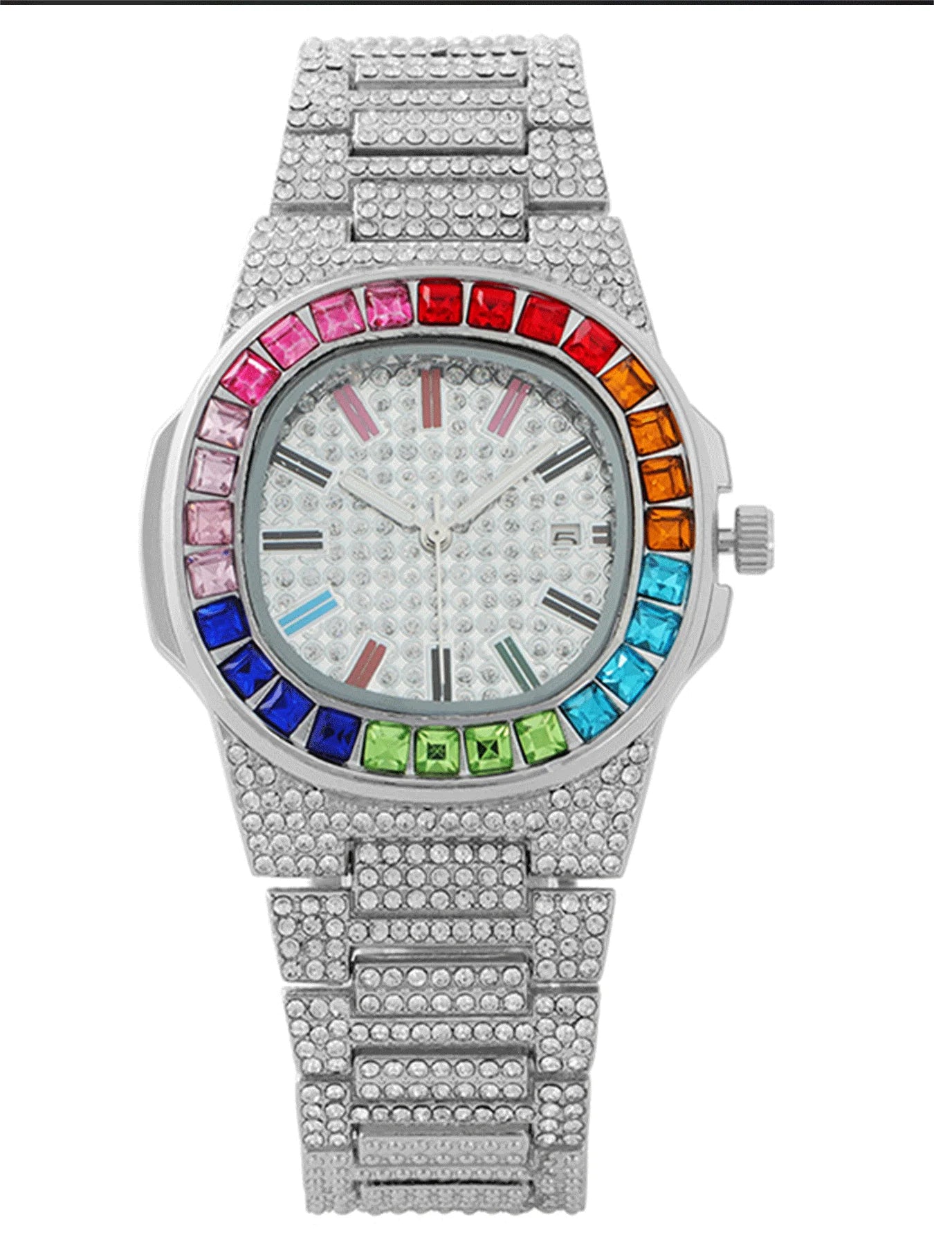 2-piece Fashion Watch Starry Sky Men's and Women's Hip Hop Bracelet Set with Diamonds Qme