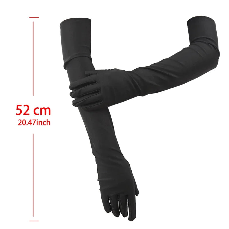 Women's Mittens Long Gloves Classic Adult Black White Red Opera Elbow Qme