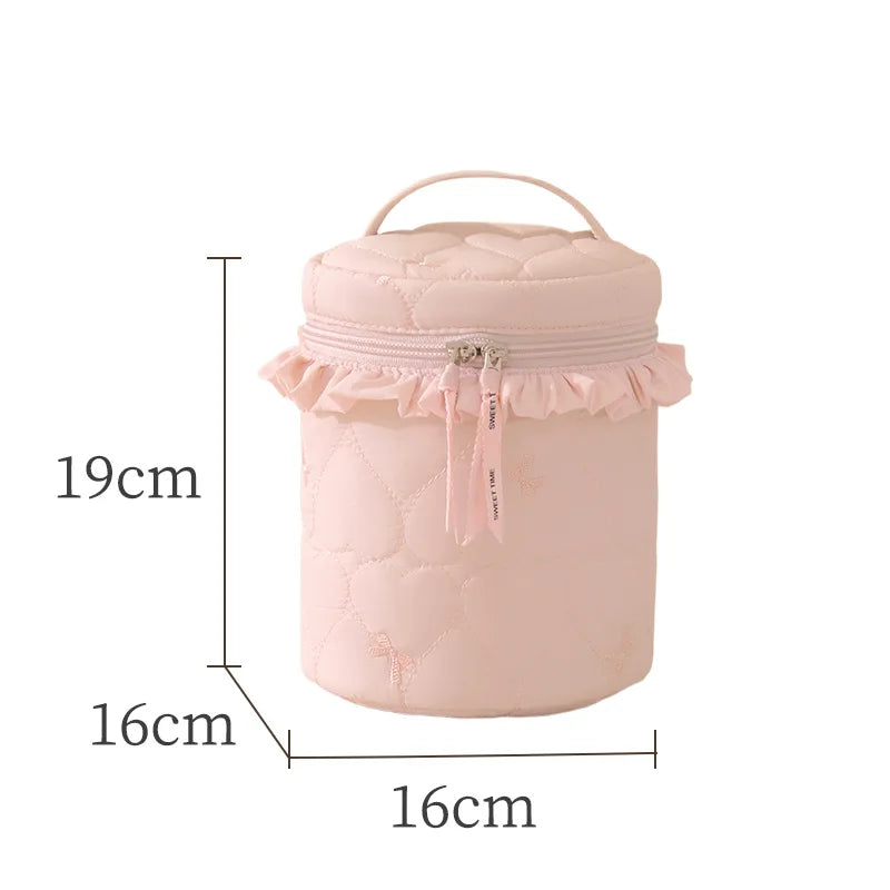 A New Bow Pattern Women Makeup Bag Toiletries Cosmetic Organizer Zipper Bag Travel Wash Pouch Cosmetic Bag Female Make Up Bags Qme pink
