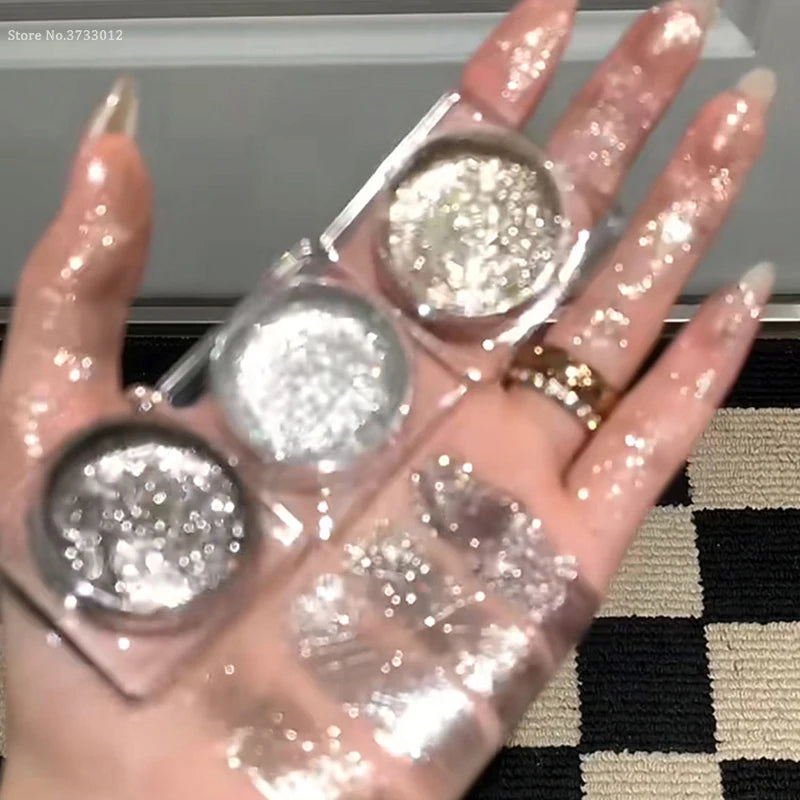 Glitter Punk Smoky Black Eyeshadow Gel Makeup Palette Metallic Dark Silver Wet Eyes Shadow Highlighter Pearl Pigments Cosmetics Qme
