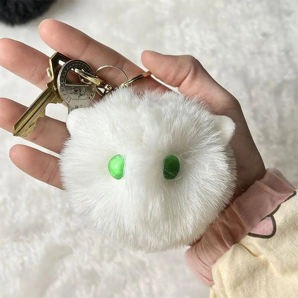 Black /White Plush Cat Keychain Kawaii Kitten Cartoon Keyring Ladies Girls Bag Pendant Hairball Keychain School Bag Key Chains Qme