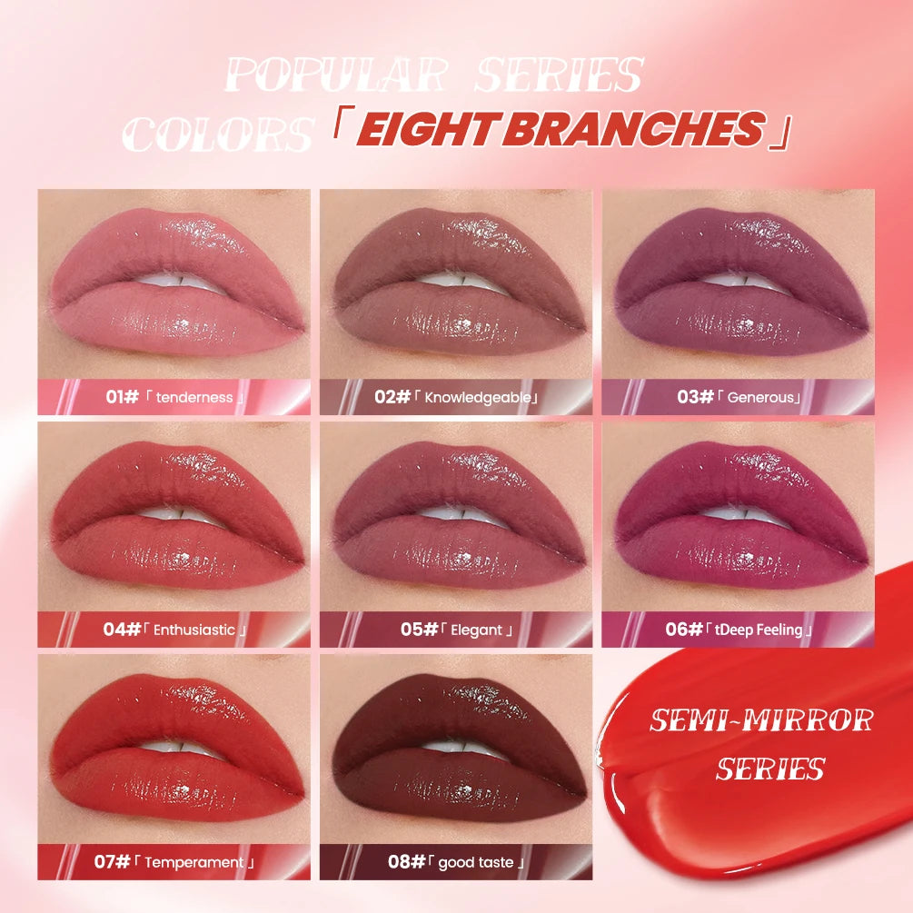 QIBEST Watery Gloss Lip Glaze Moisturizing Long Lasting Sexy Red Liquid Lipstick Mirror Glossy Lip Gloss Tint Cosmetic For Women Qme