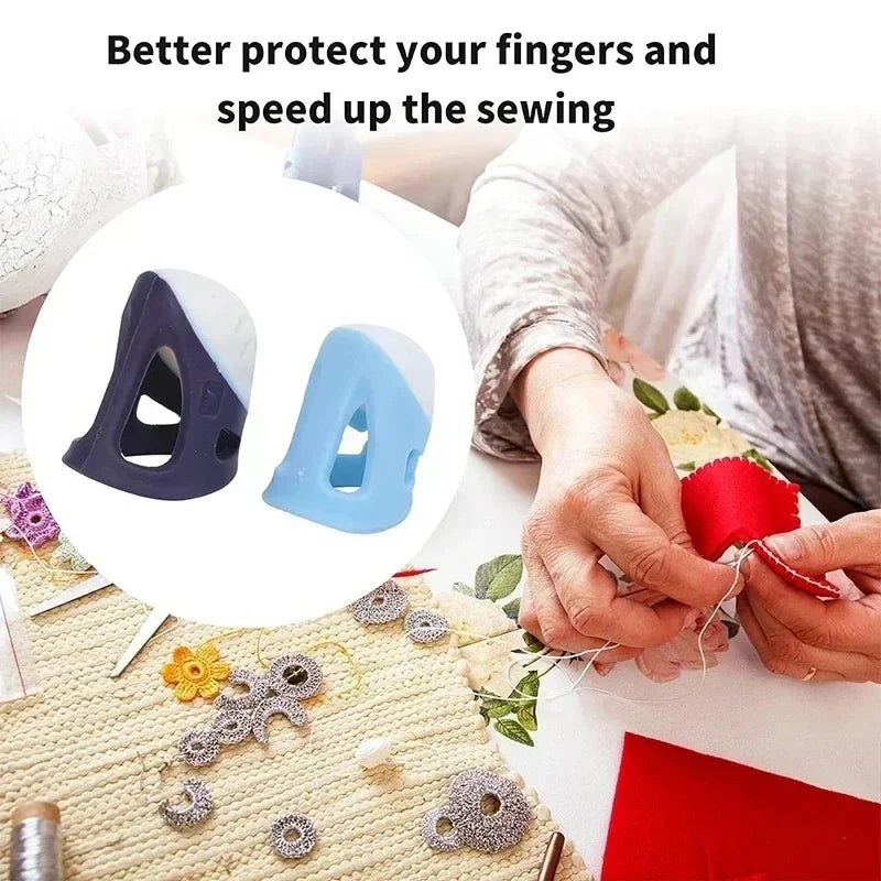 Silicone Anti-slip Sewing Thimbles Sewing Finger Tips Finger Cover Hollowed Protector Sleeve DIY Hand Cross-stitch Sewing Tools Qme