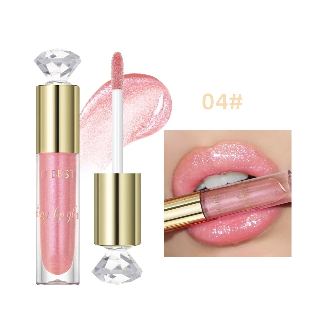 QIBEST Glitter Metallic Lip Glaze Shiny Long Lasting Shimmer Lip Gloss Moisturizing Liquid Lipstick Makeup Lip Tint For Women Qme