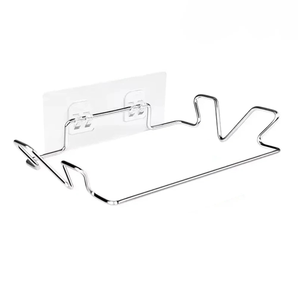 Multi-purpose Cabinet Door Trash Bag Rack Stainless Steel Trash Bag Hanger Storage Rack Kitchen Trash Bag Rack Without a hook Qme