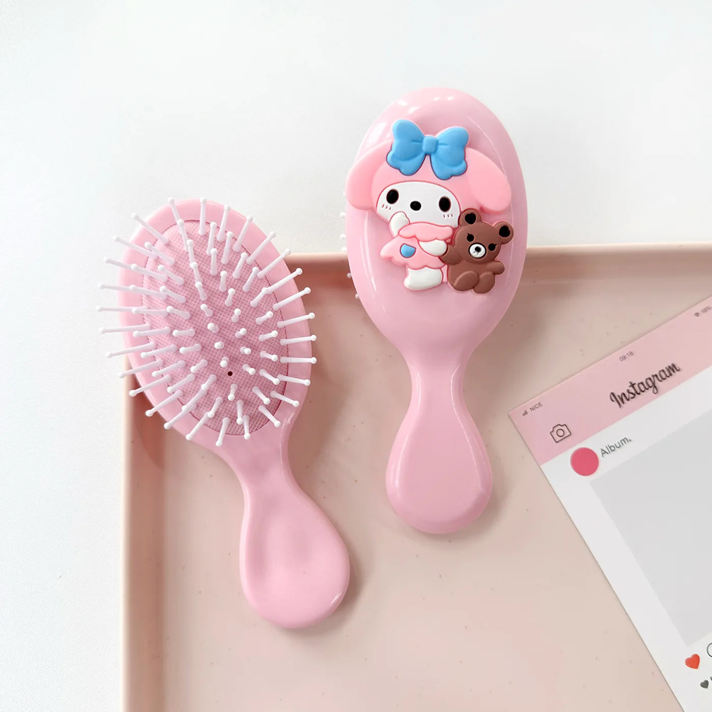 Hello Kitty Cute Folding Air-Cushion Comb Compact and Portable Air-Cushion Comb Air-Cushion Comb with Scalp Massager Qme 7