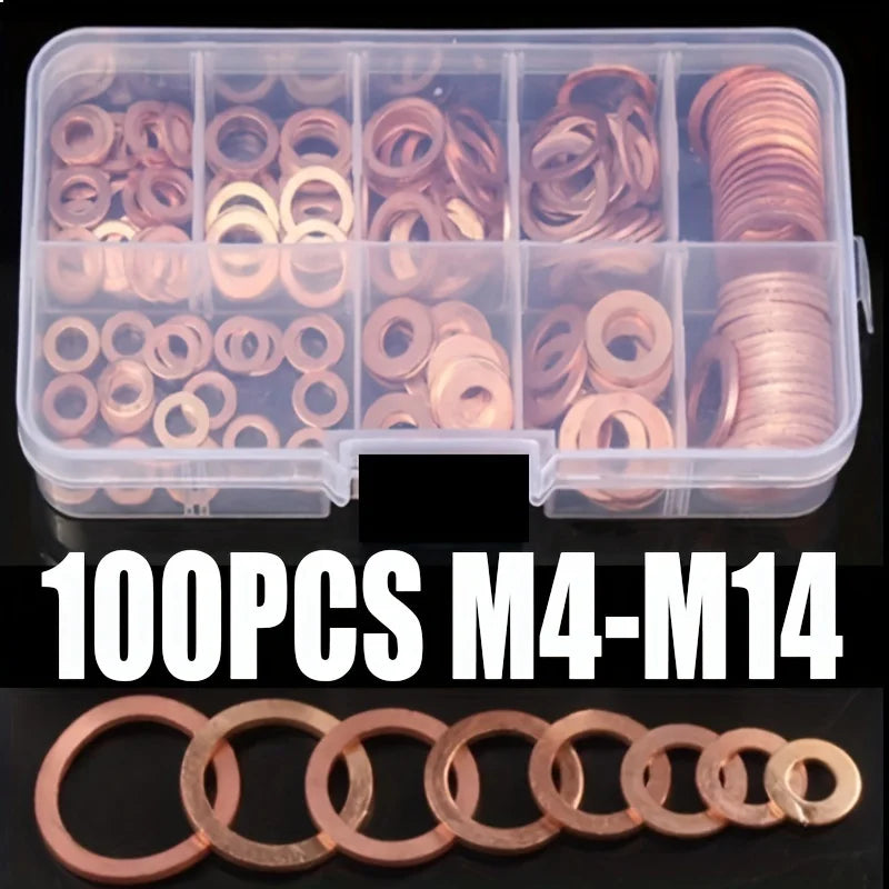 Crushed gasket gasket set flat ring sealing component classification kit Qme 100pcs set golden