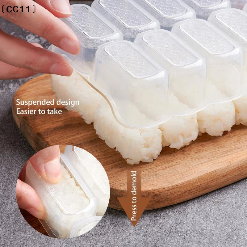 10 Grids Rice Ball Mold Spoon Sushi Non-stick Pressure Storage Box Qme