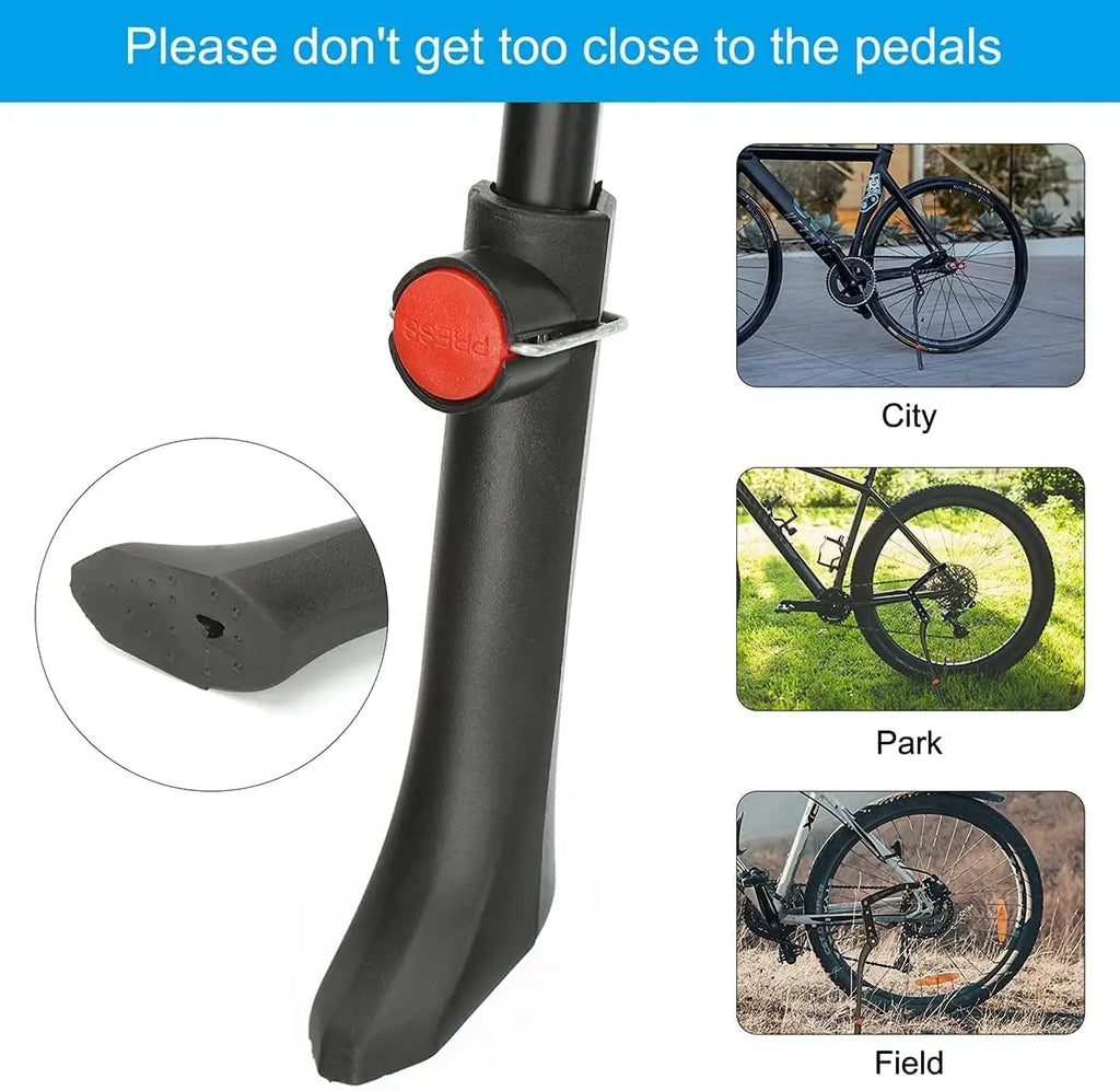 Adjustable Bicycle Kickstand, Aluminium Alloy, Universal Rear Bike Kickstand for 24 inch to 29 inch Mountain Bike and Road Bike Qme
