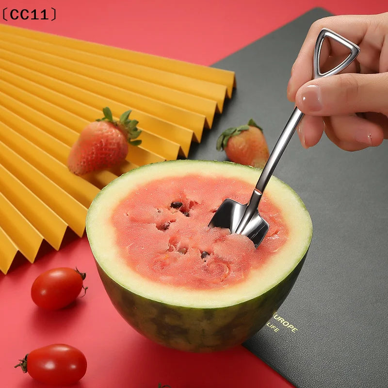 1 Shovel Spoons Stainless Steel Teaspoons Creative Coffee Spoon Ice Qme