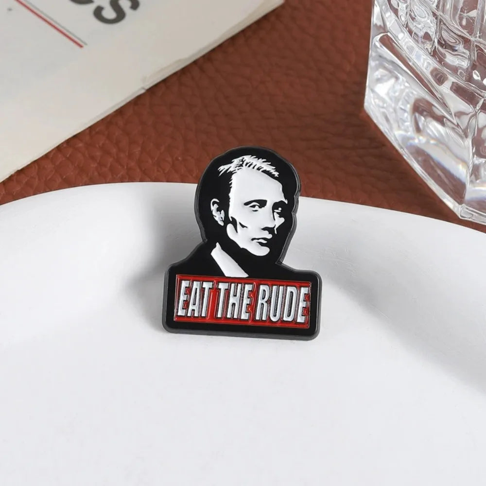Hannibal Eat The Rude Enamel Pins Creative Character Couple Girl Let Me See Metal Badge Brooch Jewelry Gift For Children Friends Qme