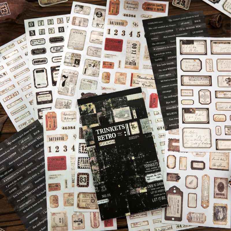 20/40 Pcs Vintage Label Die-Cutting Cartoon Stickers Book Scrapbooking Kit Journal Decor Supplies Aesthetics Stationery Decor Qme 2A-40 Pcs