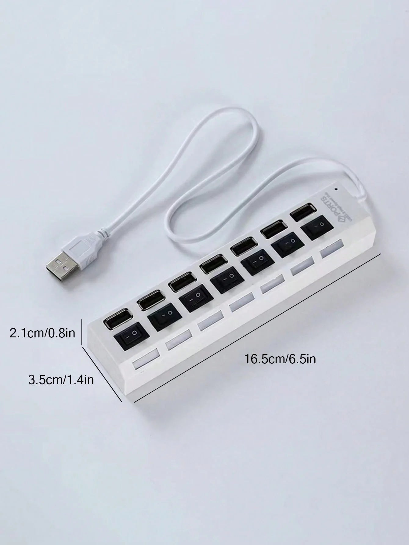1 Abs Material 7-Port Independent Switch USB Hub Compatible Computers Qme WHITE