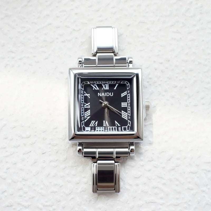 New Fashion High Quality Men Women's Stainless Steel Round and Square Watch Header Bracelet For Friend Birthday DIY Jewelry Gift Qme Style 4