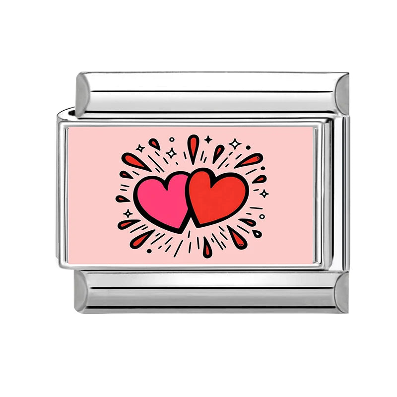 2026New Romantic Encounter Pink Sky Dancing Italian Charm Links Fit