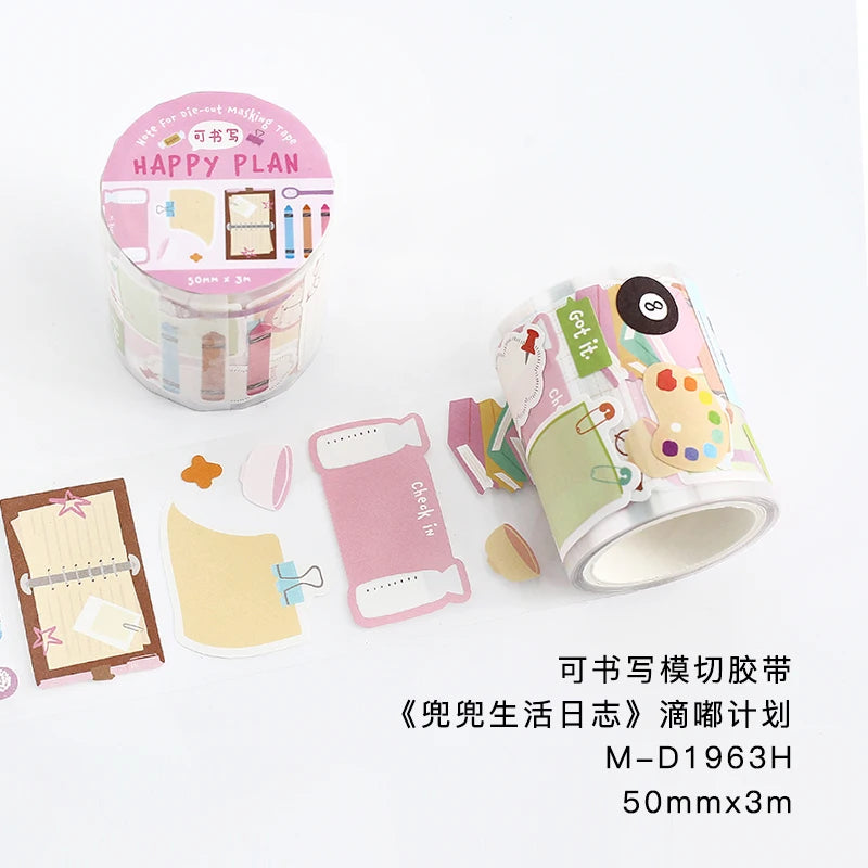 Kawaii Cartoon 50mm*3m PET Tape - Creative Masking Tapes for Journaling Gadget Wrapping Collage Scrapbooking School Statione Qme A1
