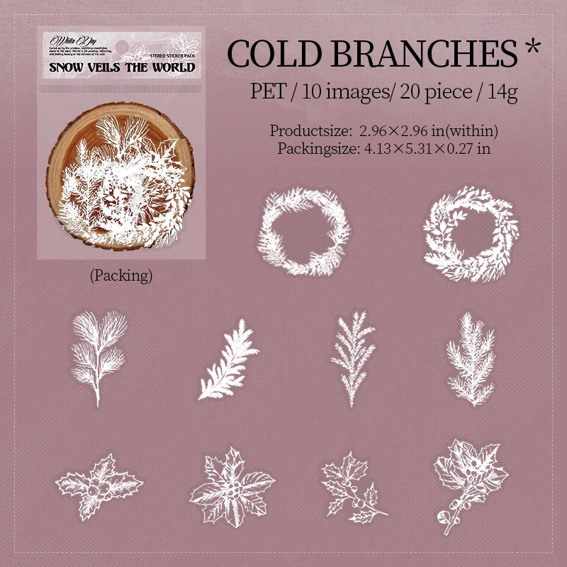 20 Sheets/Bag 3D Foam Winter Snowflake Christmas Sticker Set for DIY Scrapbook Guitar Phone Case Notebook Decoration Craft Qme 6
