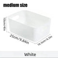 Storage Box Household Drawer Plastic Storage Desktop Storage Box Cosmetics Grocery Snack Storage Basket Kitchen Qme white medium 1pcs