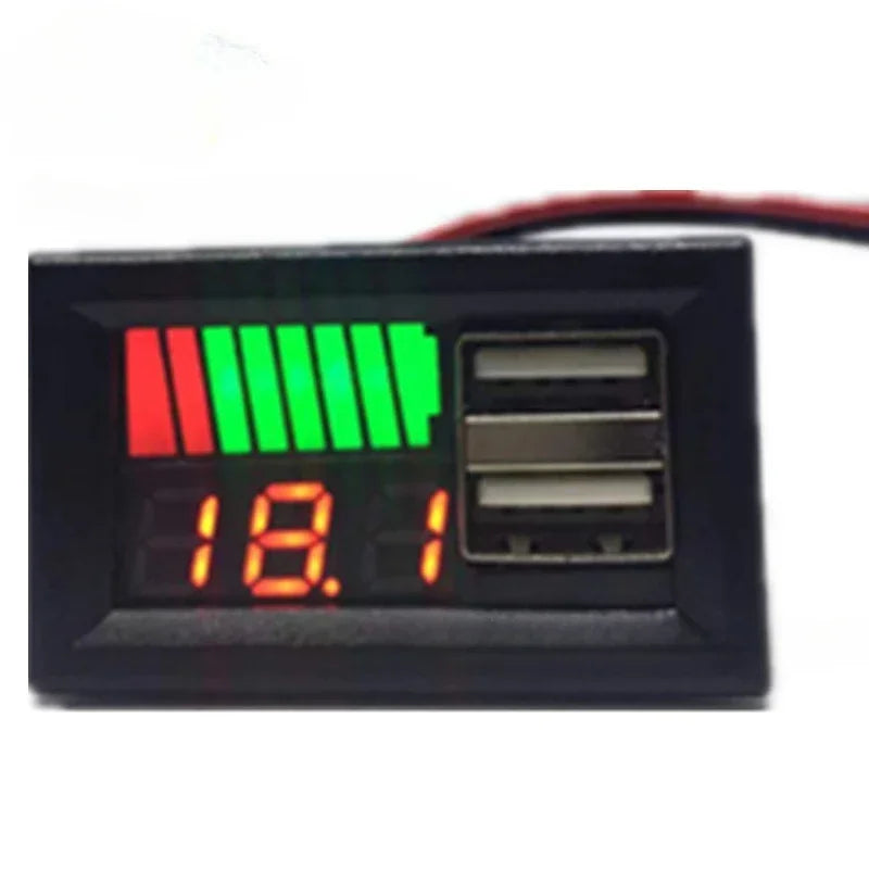 USB 5V 2.4A Car Voltmeter Voltage Meter Panel 12V-24V 3S-7S Lithium Battery Capacity Indicator Power Tester Li-ion Lead acid Qme