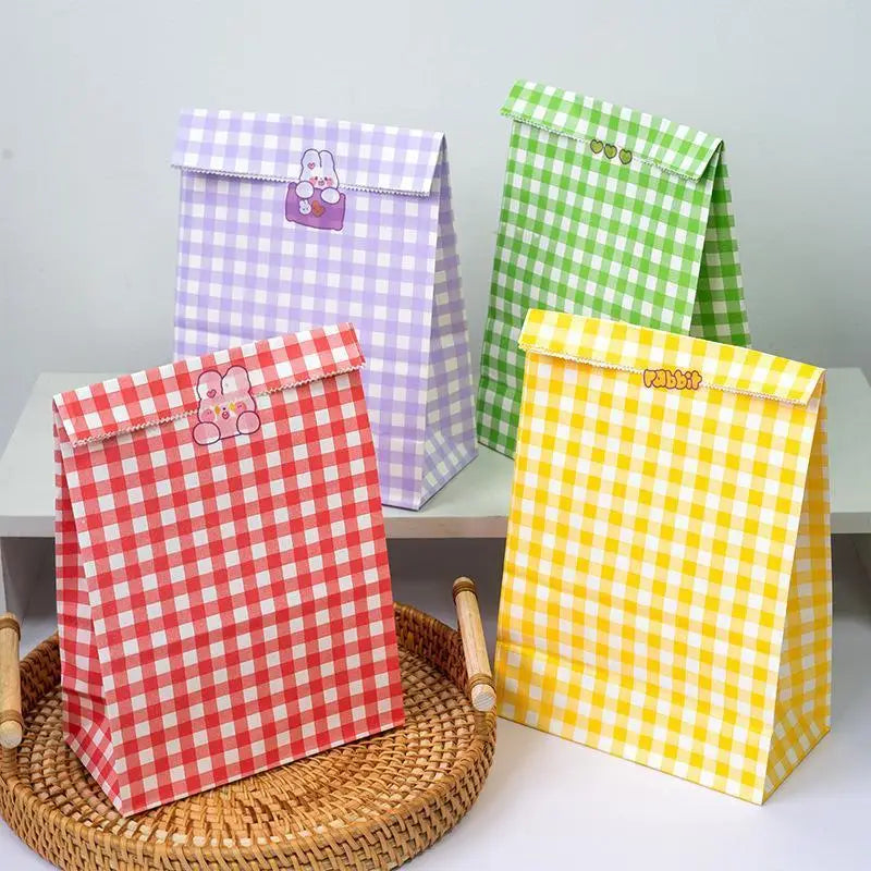 Colored Checkered Kraft Paper Bag Valentine's Day Christmas Packaging Qme