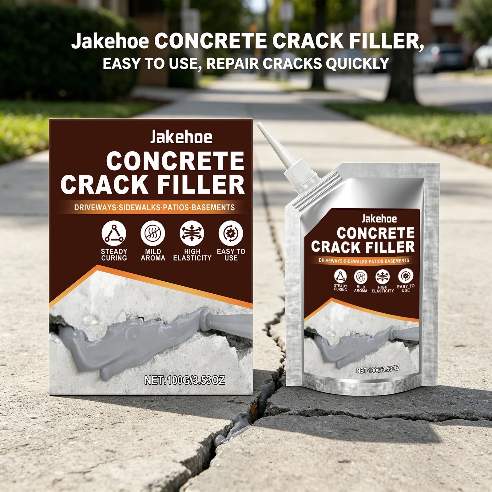 Self-Leveling Concrete Crack Sealant Quickly Repair Cracks and Fill Gaps Waterproof & Durable Easy-to-Use Concrete Crack Filler Qme