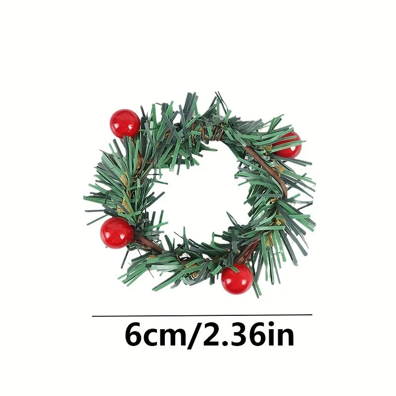 12-Pack Handcrafted Red Berry and Pine Needle Tablecloth Rings for Christmas Home Decor Qme
