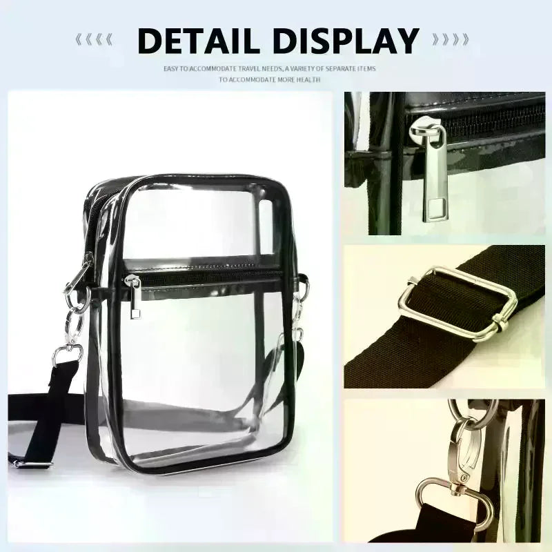 Clear Bags For Women Lightweight PVC Zippered Stadium Approved Bag For Concert Travel Events Everyday Qme