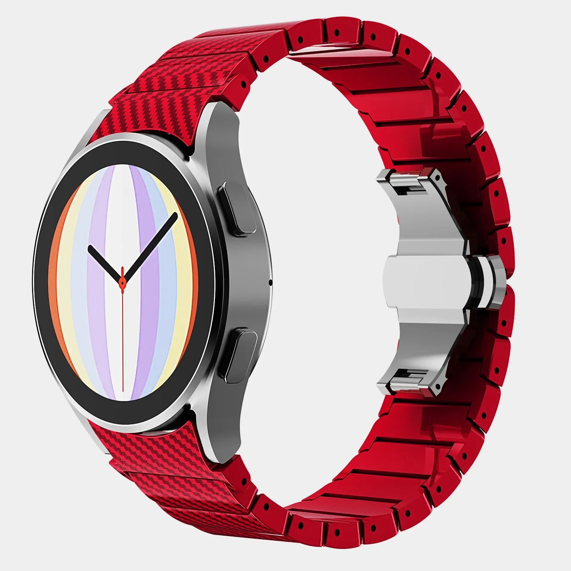 No Gaps Carbon Fiber Strap For Samsung Galaxy Watch 6 Classic 43 47mm 6/5 40 44mm 42 46mm Bracelet For Watch 5Pro Quick Fit Band Qme Red Watch 6 classic 47mm