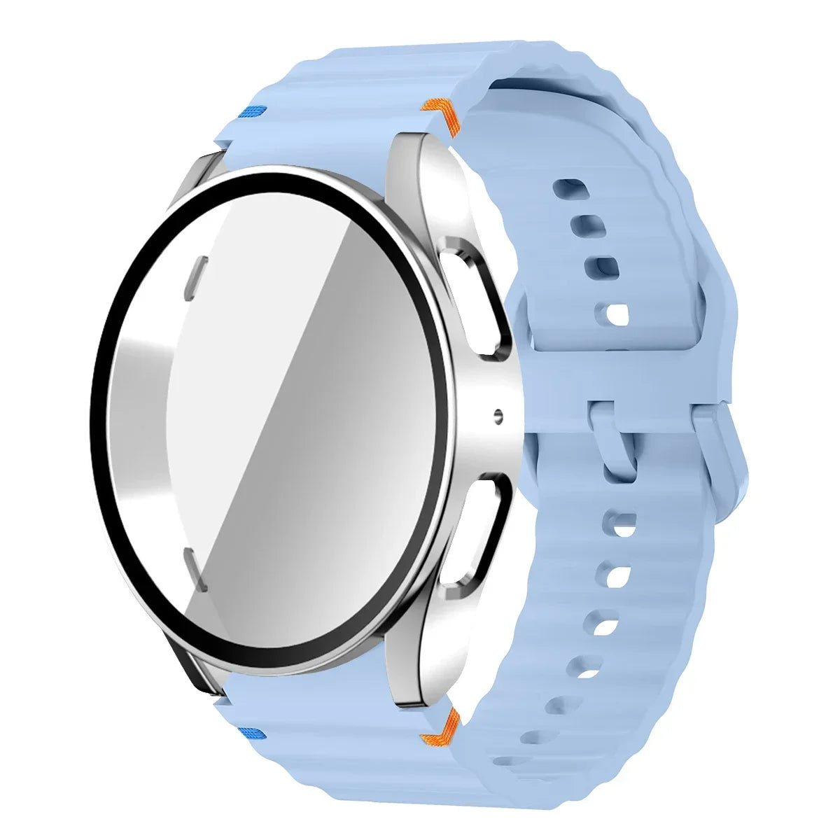 Original Silicone Band +Case for Samsung Watch 7 40mm 44mm Sport Bracelet For Galaxy Watch Strap 6 40mm 44mm Screen Protector Qme