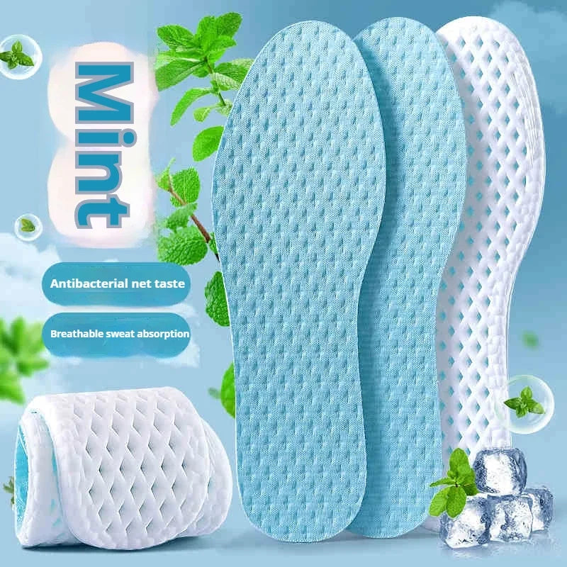 Mesh Breathable Insoles for Shoes Men Summer Cool Insole Feet Running Sports Shock Absorption Shoe Sole Memory foam Shoes Pads Qme Blue EU45-46