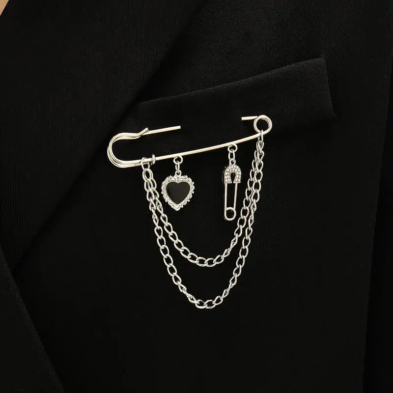 Women Men Brooch Suit Tassel Chain Lapel Pin Shirt Collar Brooch Badge Retro Pins Wedding Party Dance Neckwear Accessories Qme A5